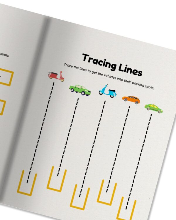 things that go pencil control activity book for kids