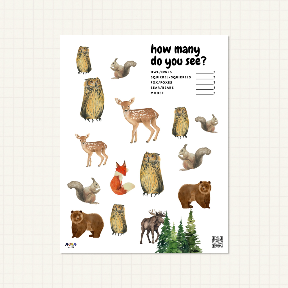 count how many forest animals you see activity page