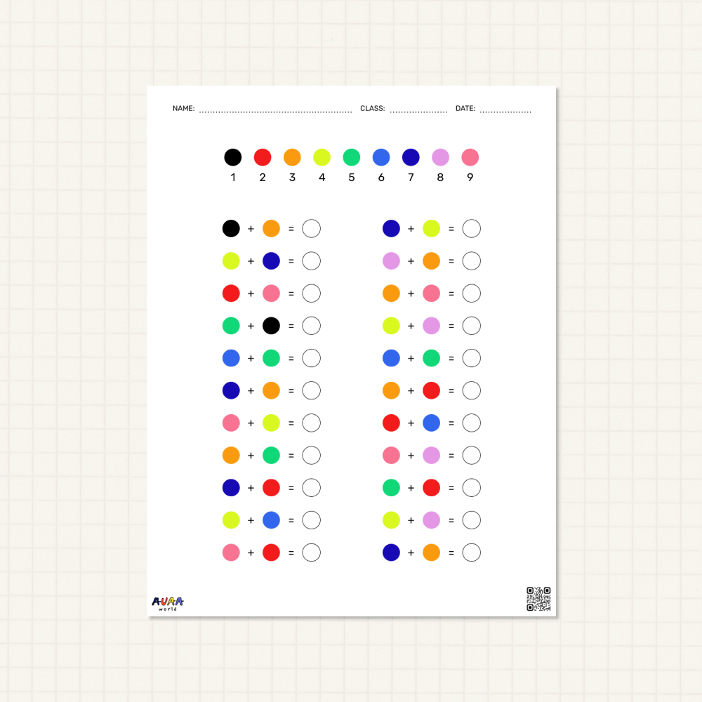 addition color spots math game worksheet