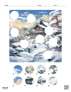 Christmas and winter visual spot it puzzle worksheet
