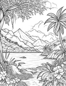 jungle landscape coloring page