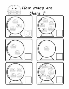 Kawaii how many are there activity worksheet for kids