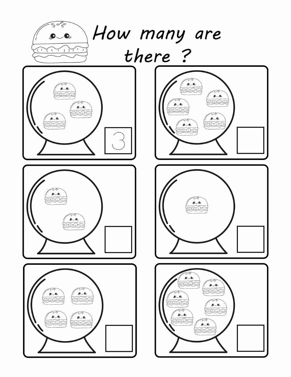 Kawaii how many are there activity worksheet for kids