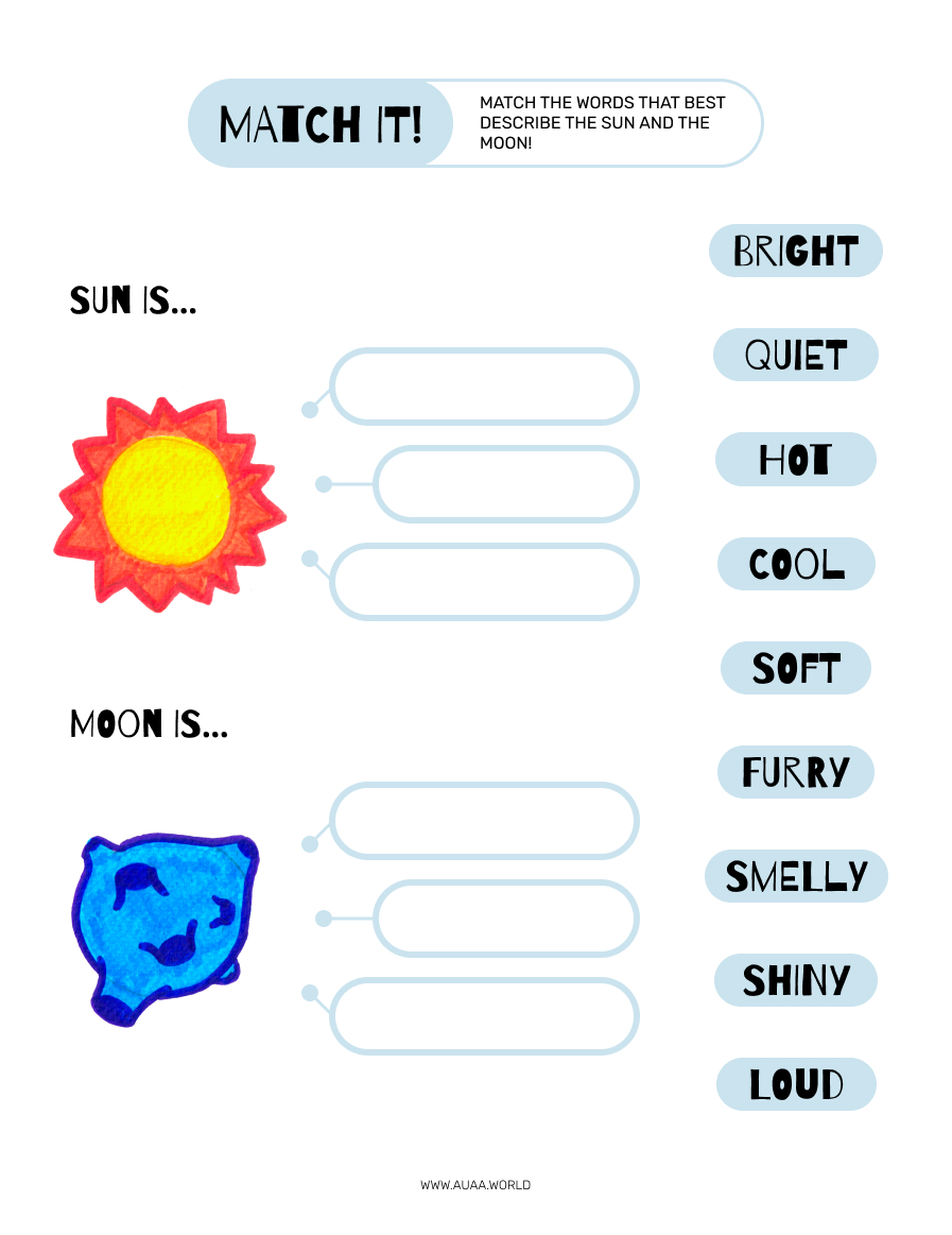 Outer Space Find Adjectives Worksheet For Primary School