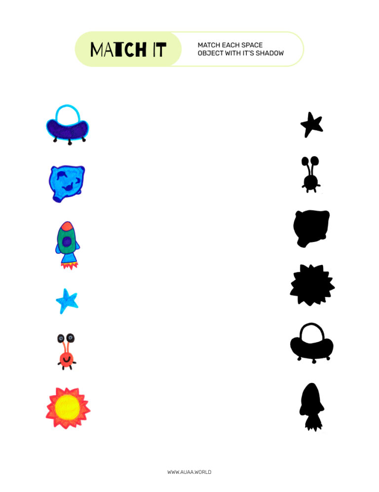 Outer Space And Astronomy Logic Problem Printable Shadow Match